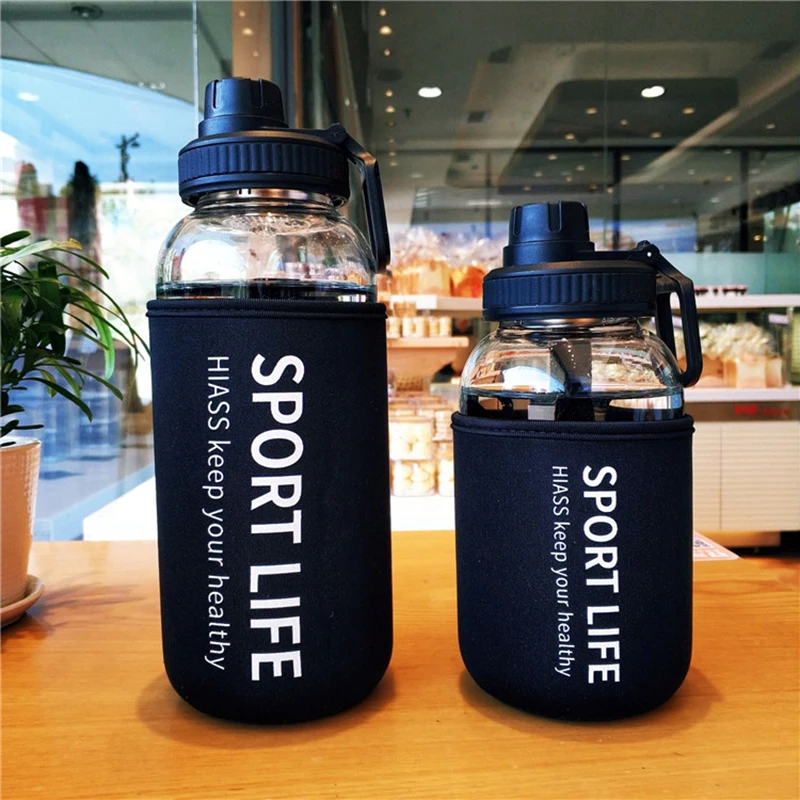Outdoor Sport Glass Water Bottle - 700ml/1000ml büyük kapasiteli taşınabilir spor cam