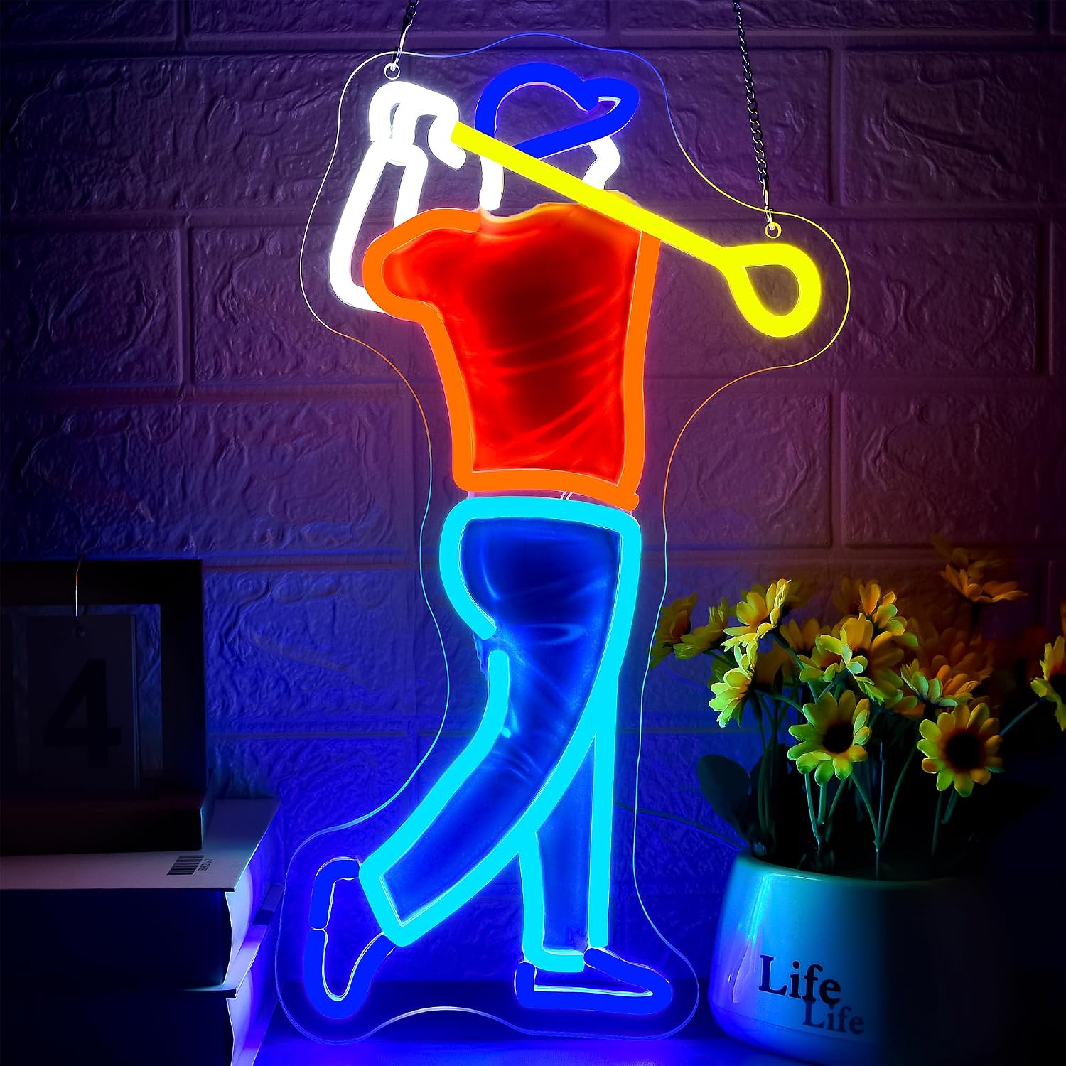 Outdoor Sport Club - Golfçü Swing Neon Tabela USB Güçlü