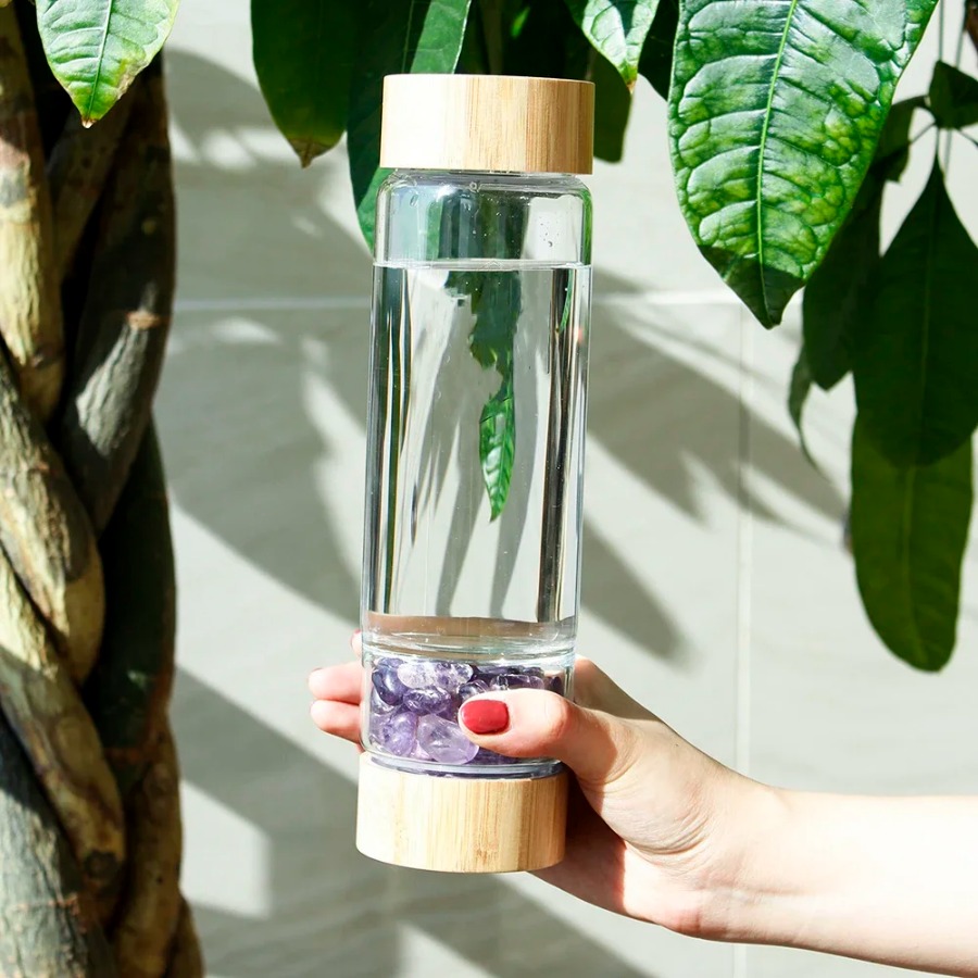 Outdoor Sport Glass Water Bottle - Büyük Çaplı Kristal Doğal Cevher Şişeleri