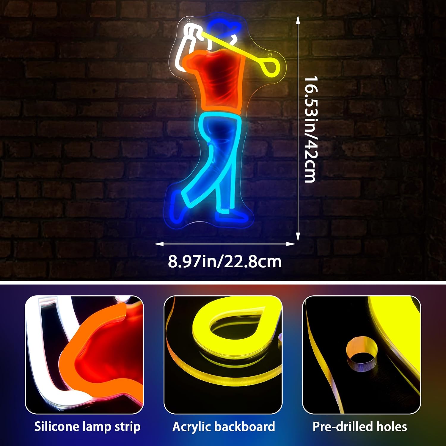 Golfçü Swing Neon Tabela USB G - Outdoor Sport Club incelemesi ve fiyatı