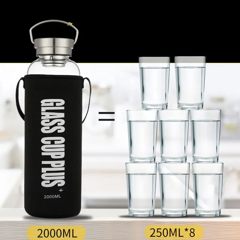 Askılı 2L Cam Su Şişesi, Spor  - Outdoor Sport Glass Water Bottle incelemesi ve fiyatı