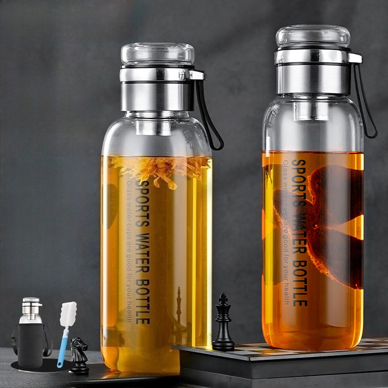1.0/1.2 L Cam Su Şişesi Kumaş  - Outdoor Sport Glass Water Bottle incelemesi ve fiyatı